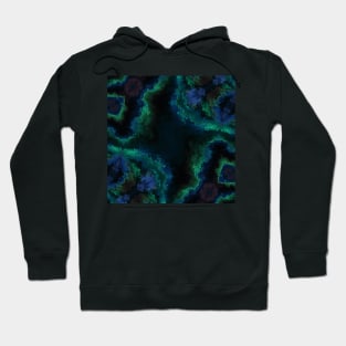 Dark Blue and Green Smoke Kaleidoscope Pattern Hoodie